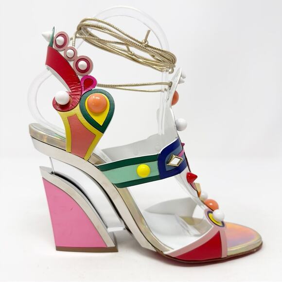 Christian Louboutin Papagaya Levita 100 Leather Sandals Heels EU 37 - Picture 9 of 14